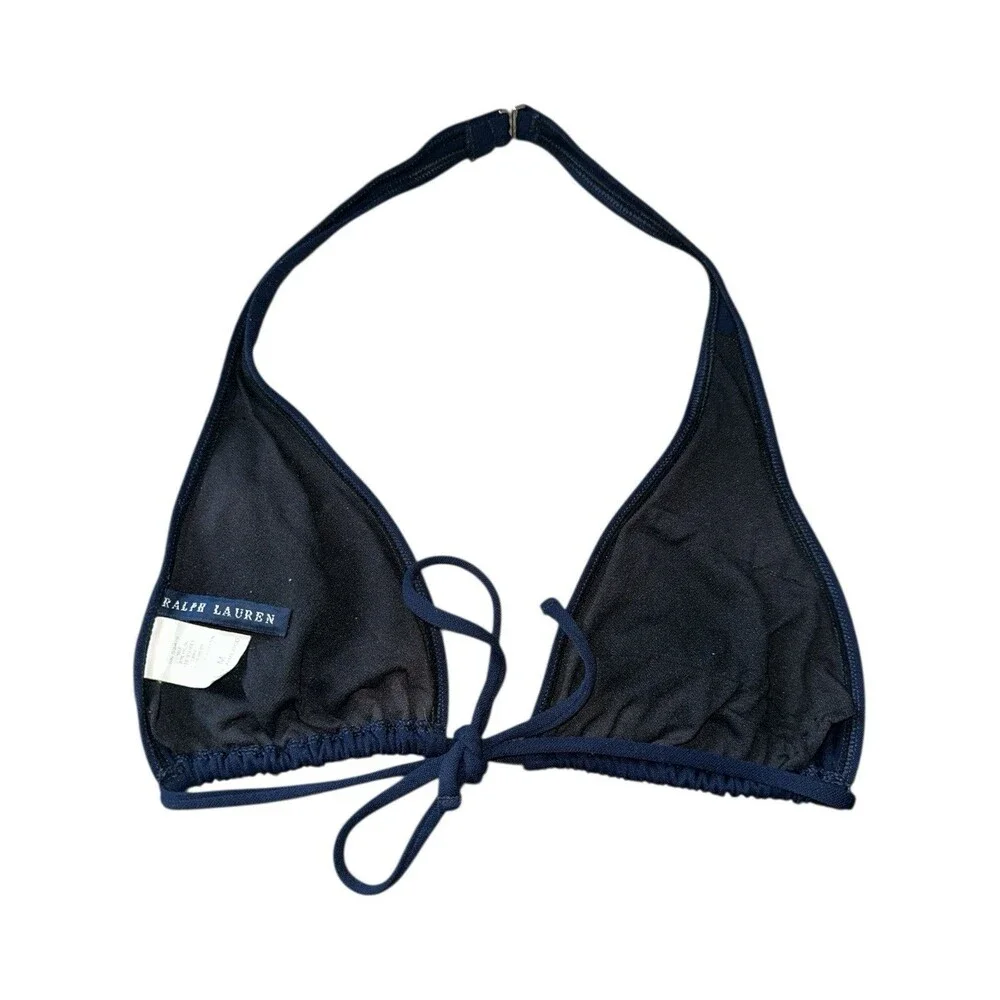Vintage Polo Ralph Lauren Bikini Medium Navy Blue Embroidered White Pony 90s
